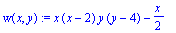 w(x,y) := x*(x-2)*y*(y-4)-1/2*x