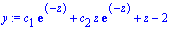 y := c[1]*exp(-z)+c[2]*z*exp(-z)+z-2